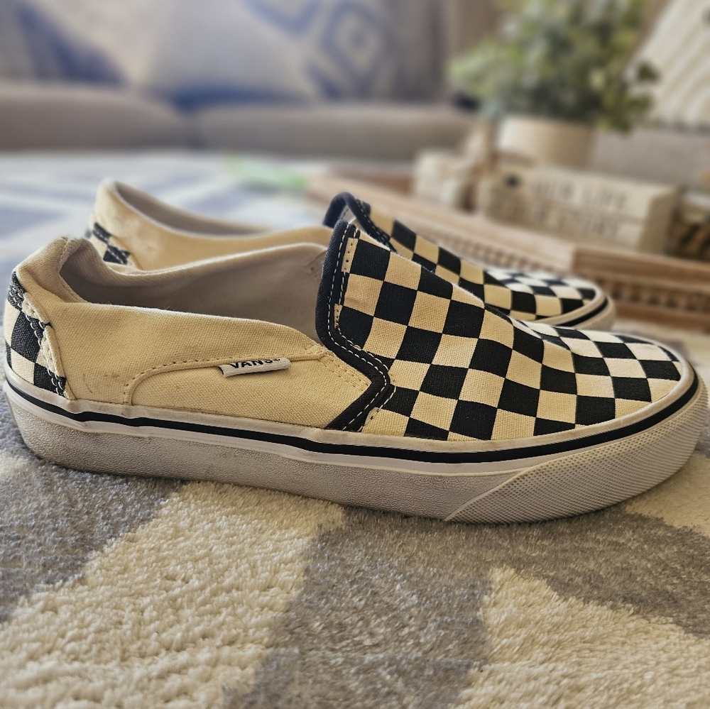 Vans Kids Black and White Checkered Sneakers